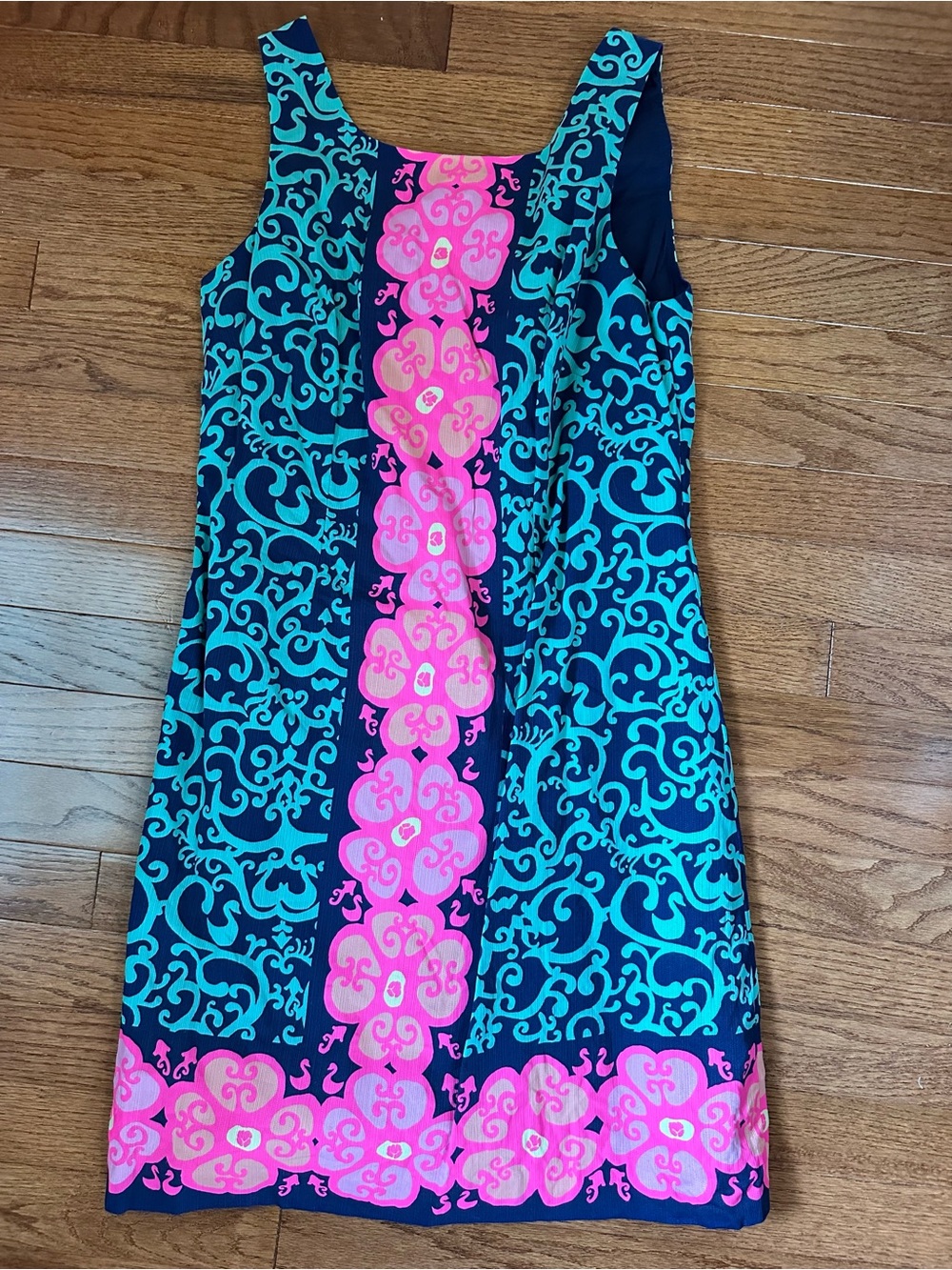 Lilly Pulitzer Navy, Turquoise & Hot Pink Sleeveless Shift Dress